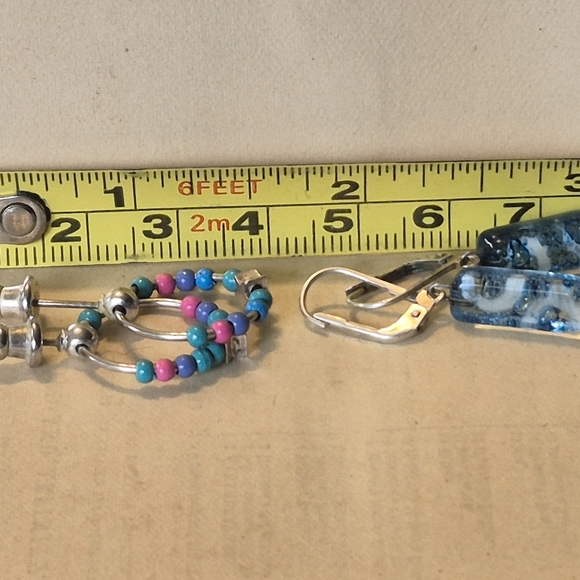 Colorful Beaded and Blue Glass Earrings Set - Picture 5 of 5